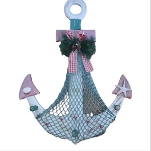 Nautical beachy theme anchor wall/door hanging seasonal decoration with pegs.